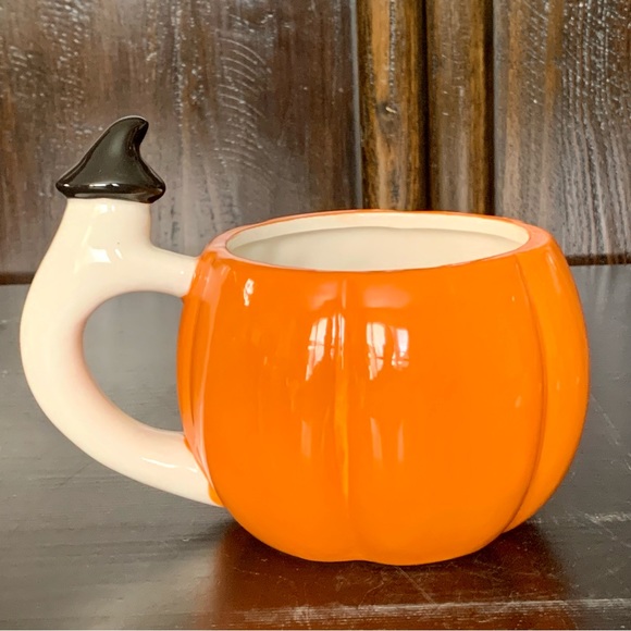 Jack O’Lantern with Ghost Witch Handle Ceramic Halloween Mug - Picture 6 of 8
